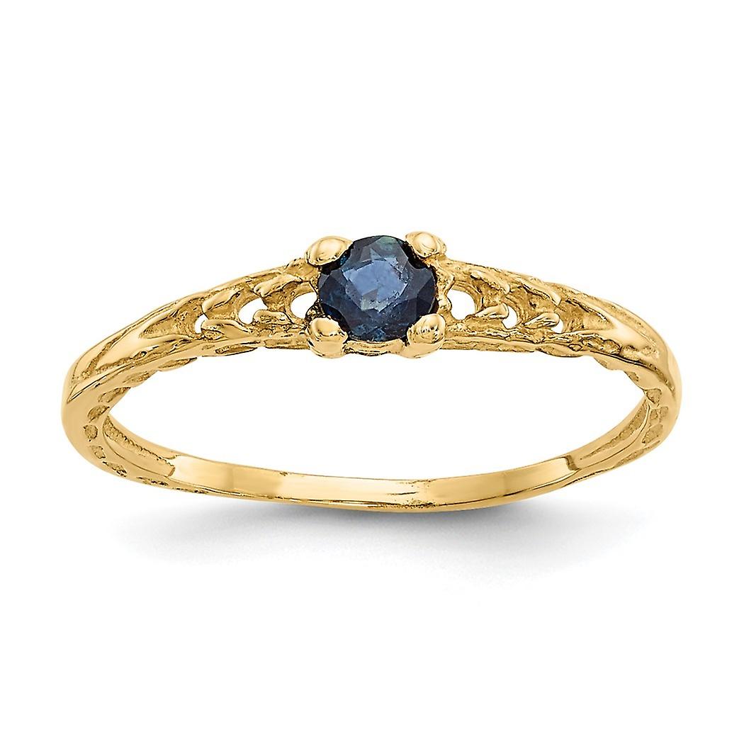 10k Solid Gold 3mm Sapphire Ring Size 3.00-Ring - .5 Grams