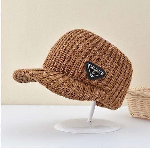 Women's Autumn And Winter Triangle Standard Knitted Hat Women's Sports Empty Top Peaked Cap Outdoor Solid Color Warm Ear Protection Hat