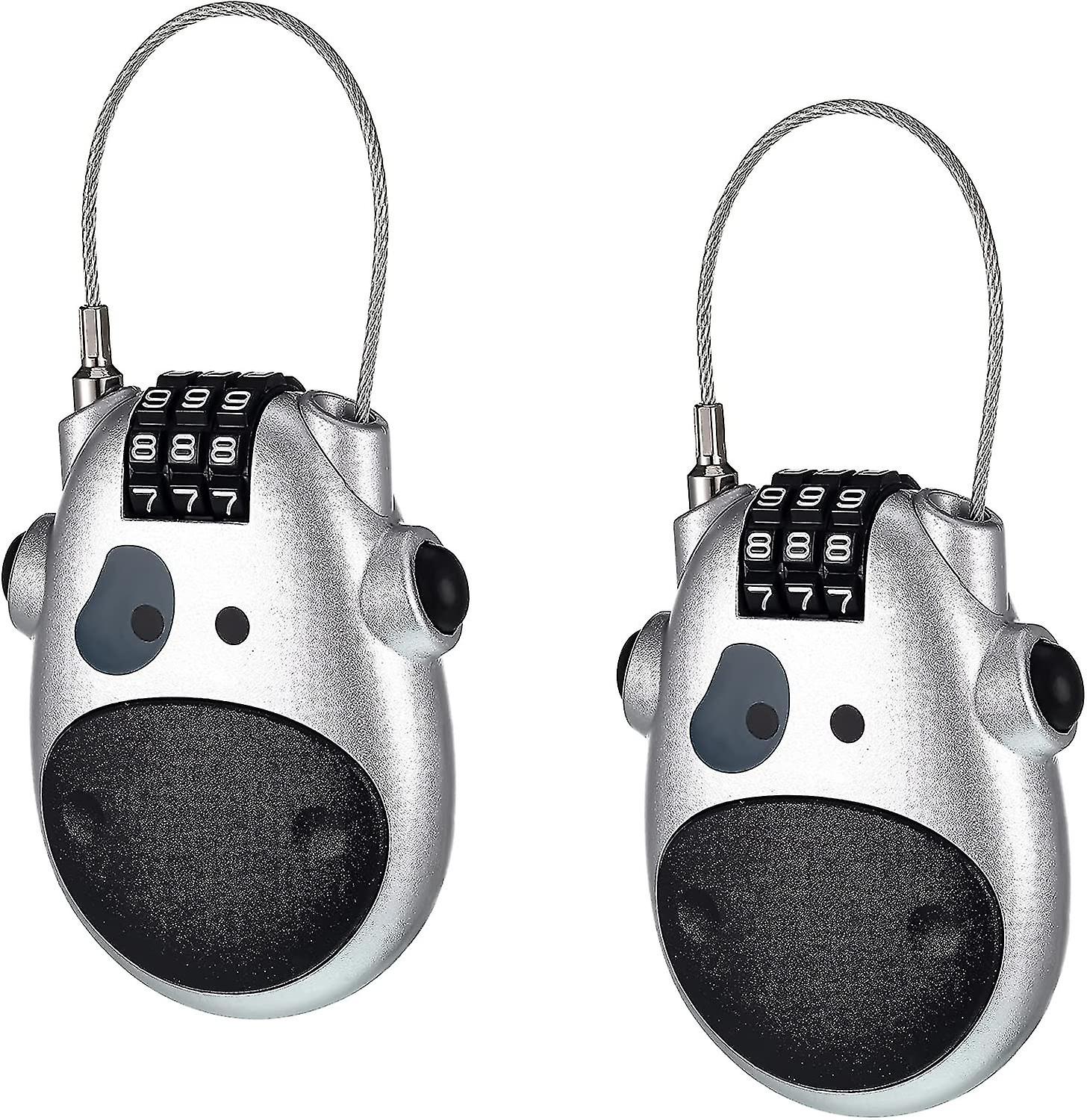 2 Combination Locks With 27.56" Retractable Cable Security Wire Combination Lock Self-setting Combination Padlock (3-digit Style)