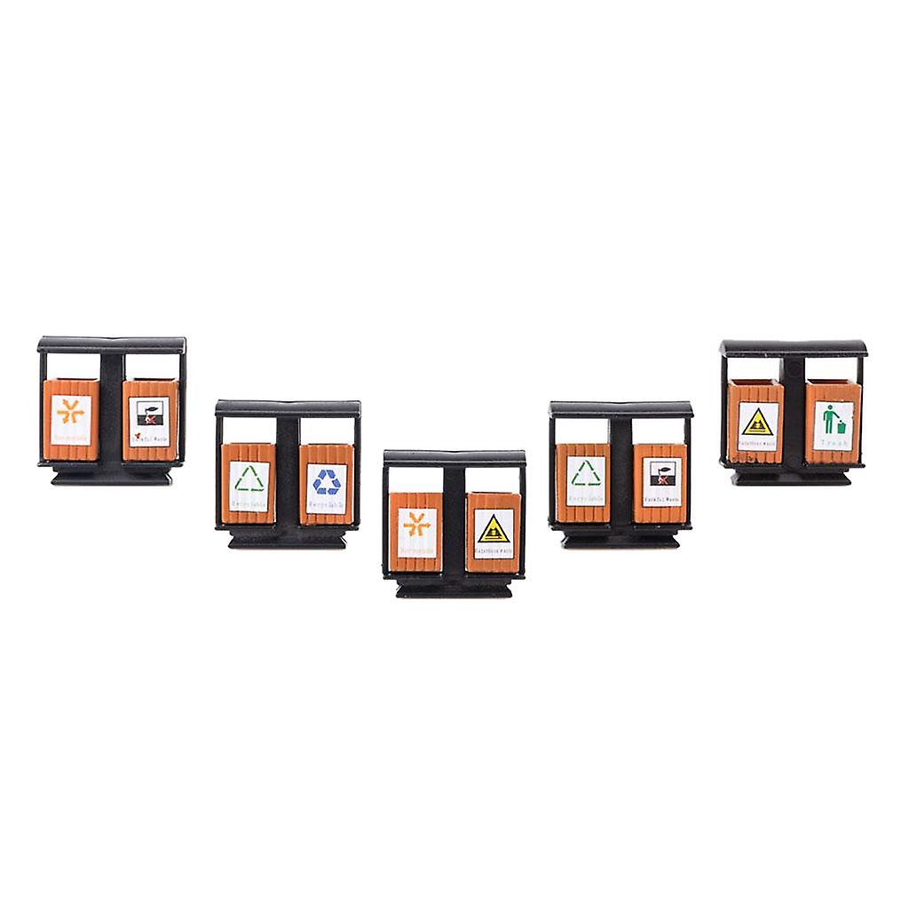 5Pcs Plastic Mini Children's Kids Classification Curbside Trash Can  1:87