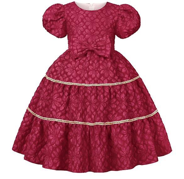 子供のための2022年の新しい到着ホリデーパーティードレス、子供のためのパフスリーブドレス、小さな女の子のためのかわいい蝶結びの王女のドレス