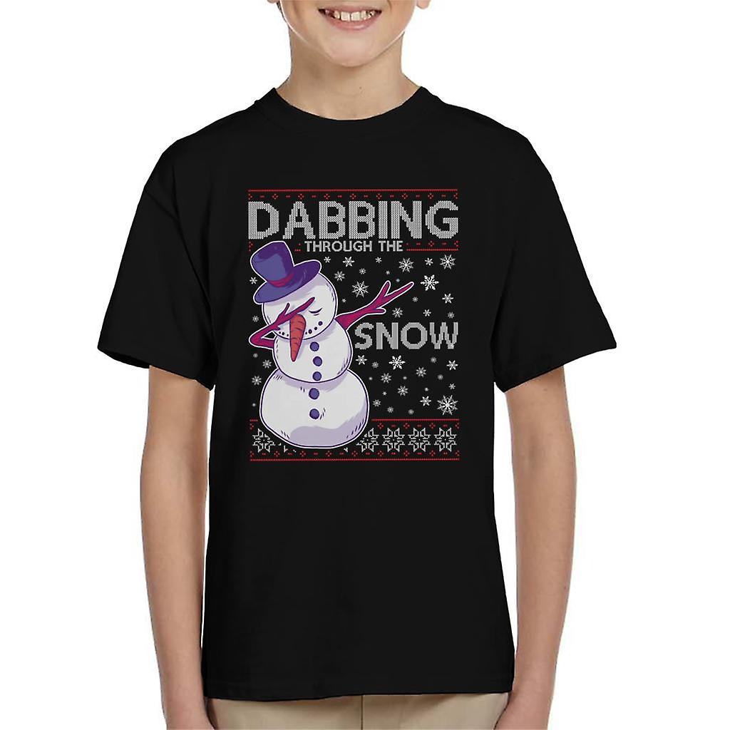 Dabbing läpi lumen Lumiukko joulua neulo kuvio Lasten t-paita