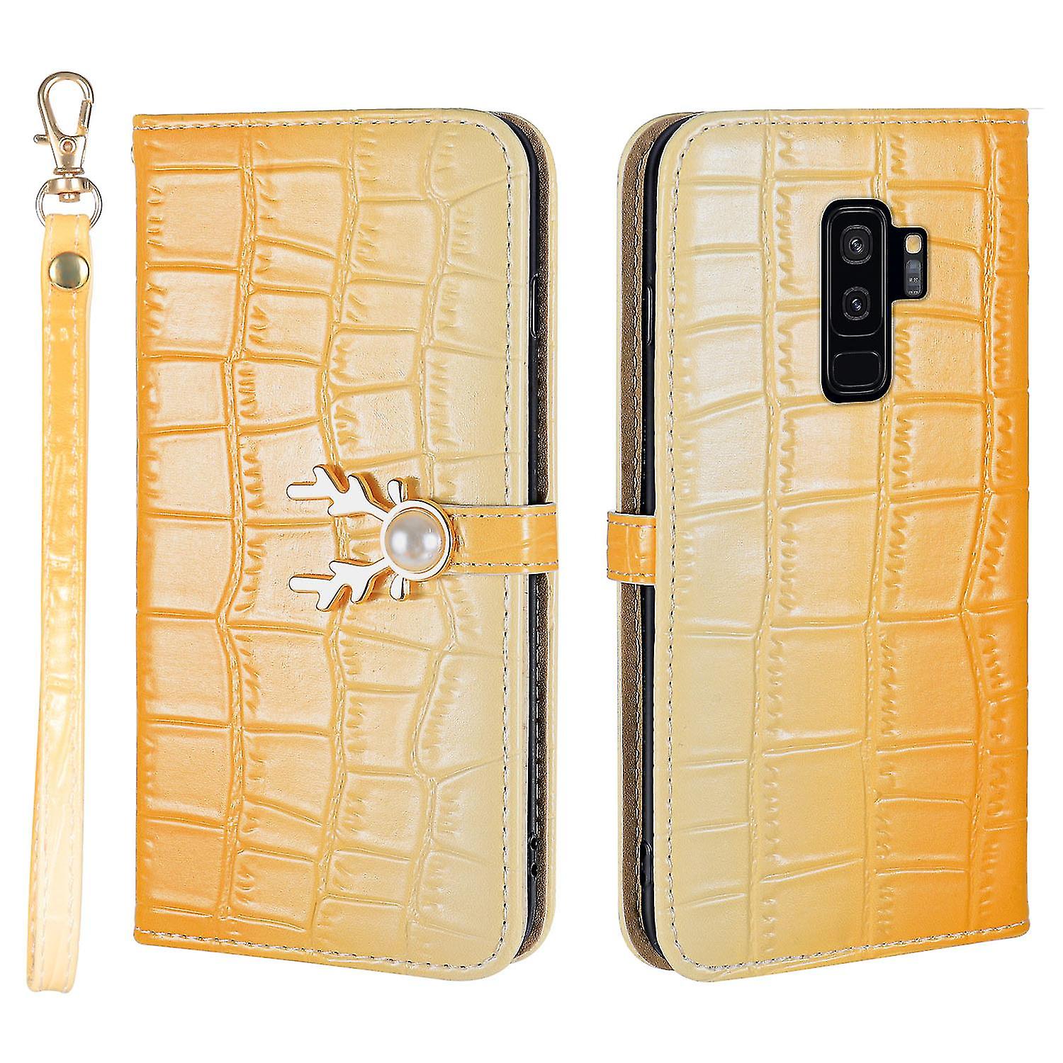 Elk Pattern Phone Case For Samsung Galaxy S9 Plus With Card Holder, Lanyard, Pu Leather Material, Wallet Function, Corner Fall Protection
