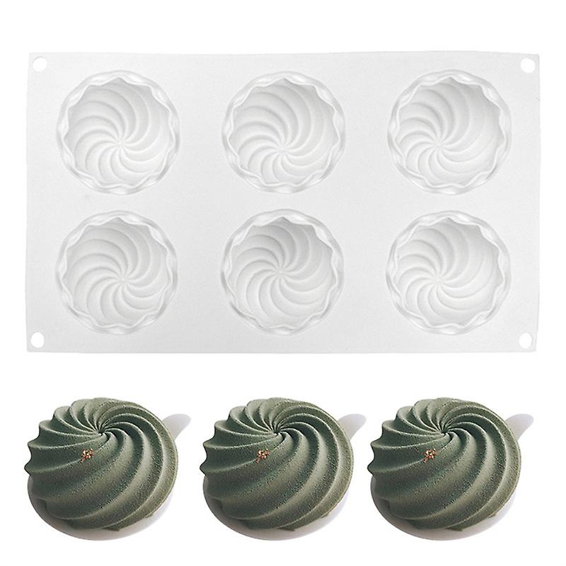 6 Cavity Silicone Cyclone Round Spiral Mousse Mold Cake Baking Decorating Mold