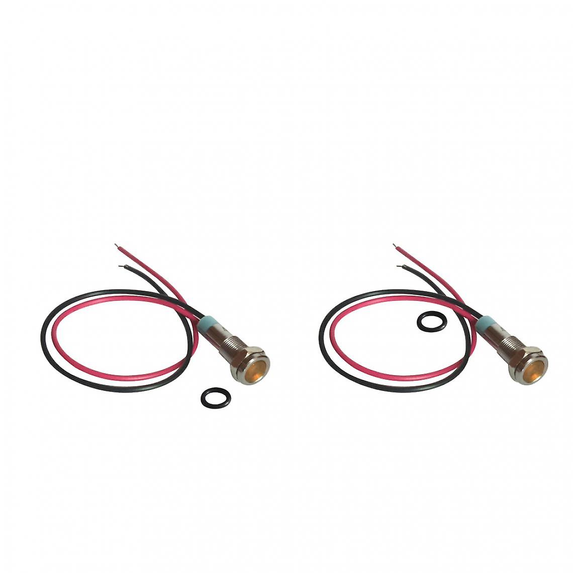 2pcs 6mm Led Metal Indicator Light Waterproof Signal Dash Lamp 6v Yellow