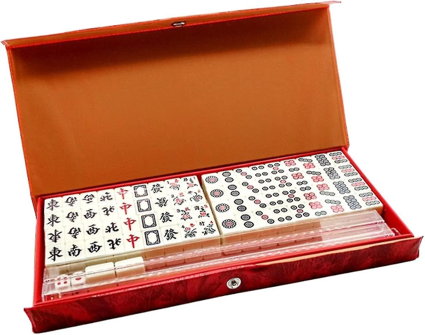 Mahjong | Set di giochi Mahjong cinese professionale | Set Mahjong classico Gioco per famiglie | Set Majiang portatile con 144 piastrelle numerate
