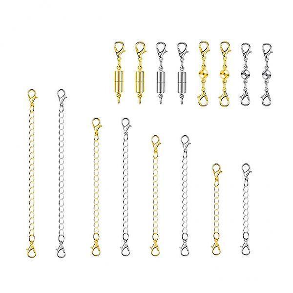 3x16 Pieces Magnetic Clasps and Chain Extender Set Necklace Extenders Findings