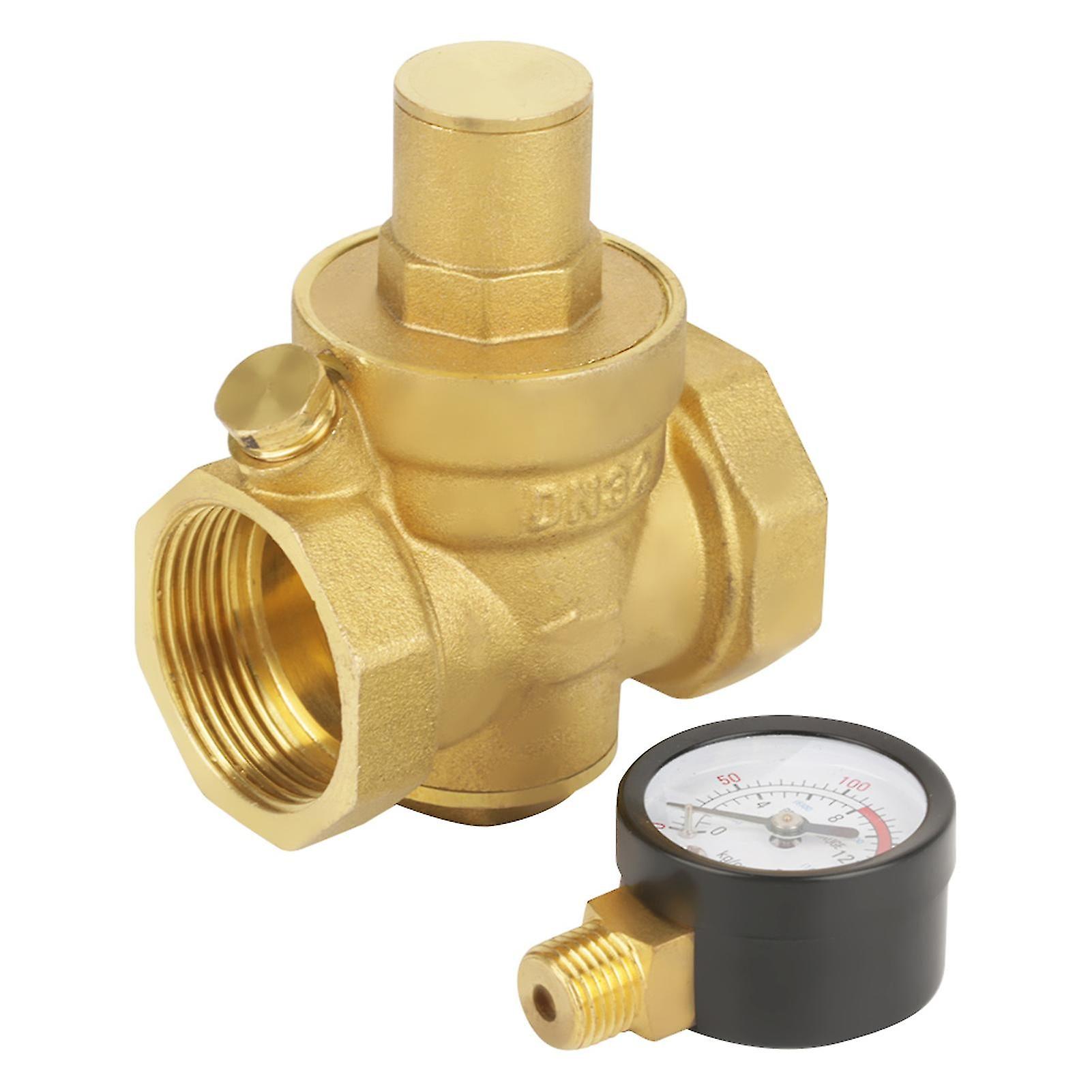 Bsp Dn32 Brass Water Pressure Reducing Valve With Adjustable Gauge Flow