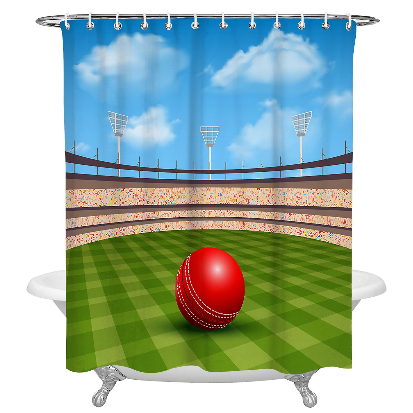 Printed Curtains Stadium Ball Waterproof Shower Curtain Bathroom Fabric Polyester Showe 168W x 183H