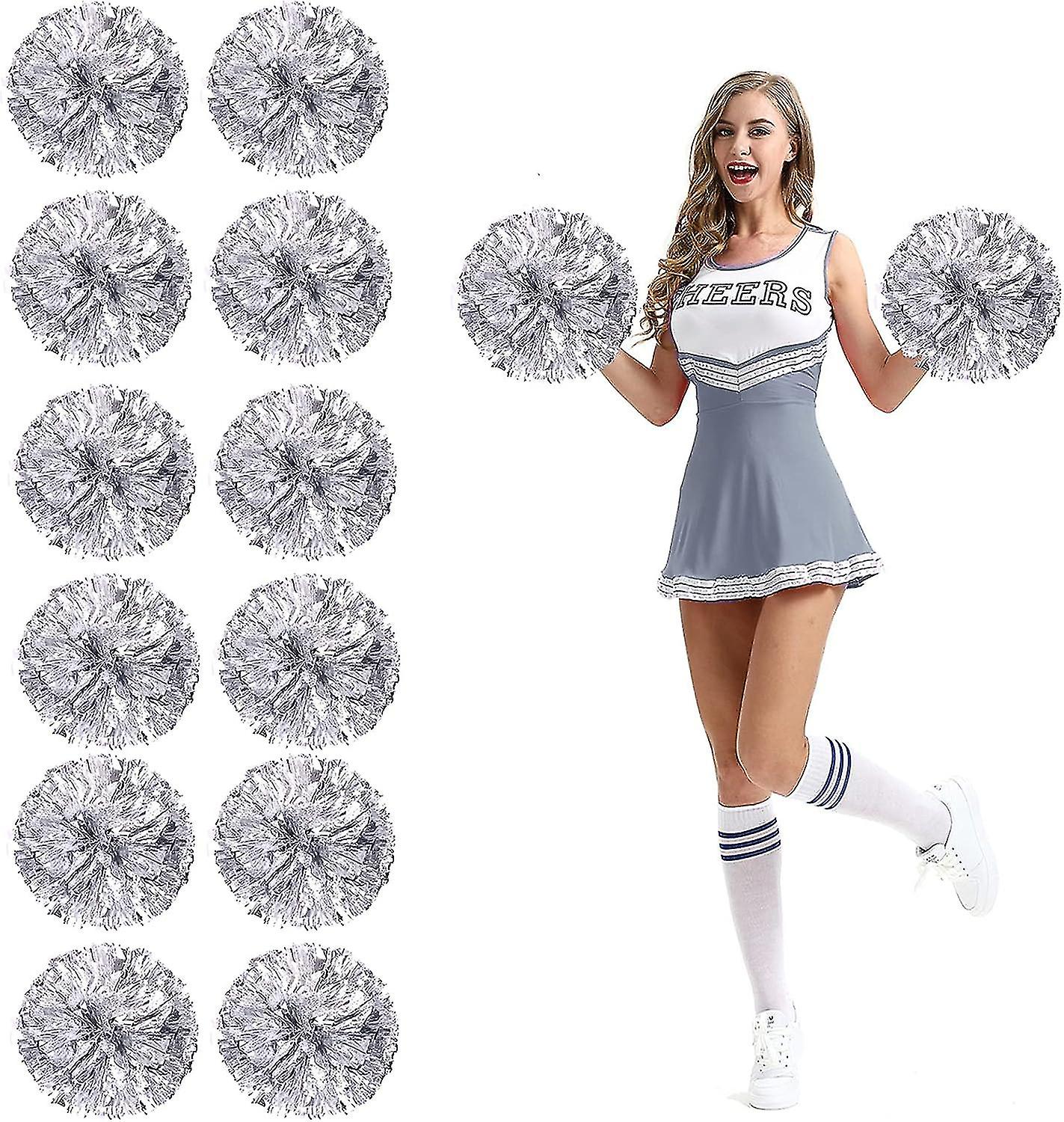 12db pompomlány pom pom ujjlyukakkal fémfólia Cheer Pom Poms