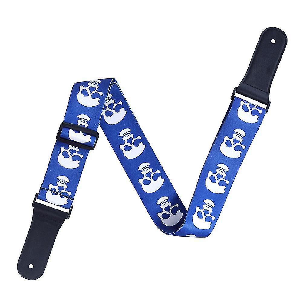 Adjustable Skull Pattern Leather Guitar Strap 92-156cm Blue