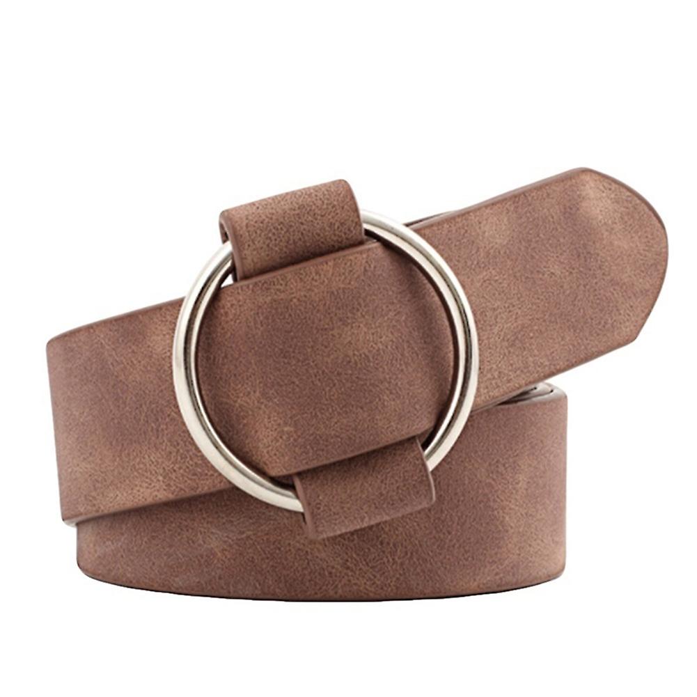 Merryso Mode Femmes Large Taille Sans Broche Ronde Cercle Faux Cuir Ceinture Café expresso