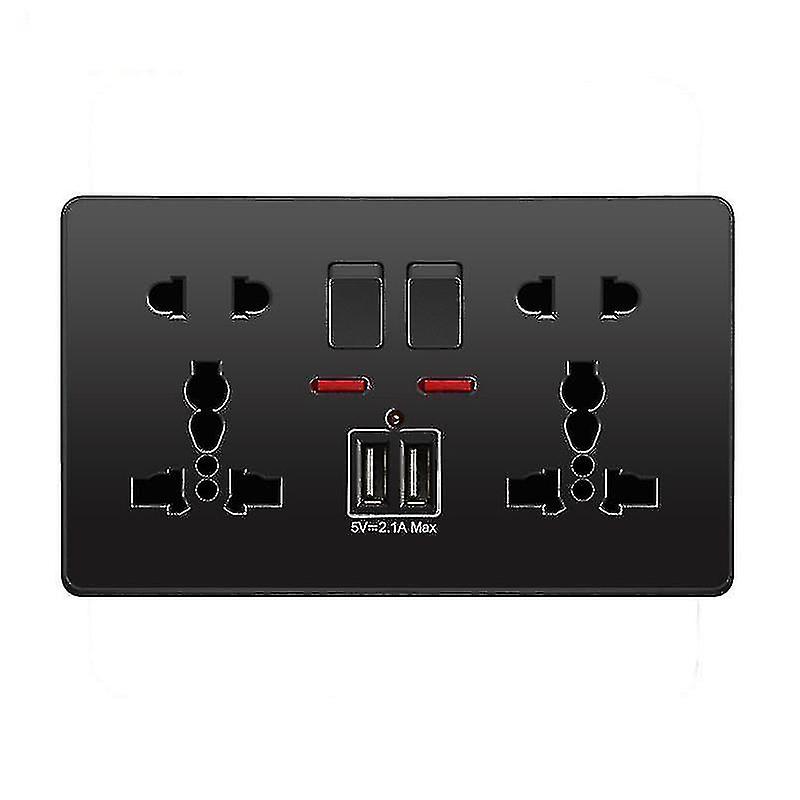 Multifunction Uk 13a Wall Socket Push Button 2.1a Double Usb