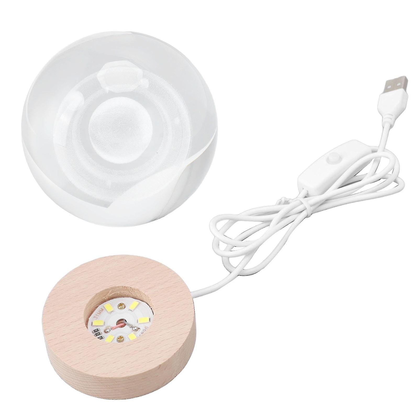 3D Saturn Night Lamp Crystal Ball Night Light LED Wooden Inter Carving Tabletop Ornaments for Friends Kids Gifts