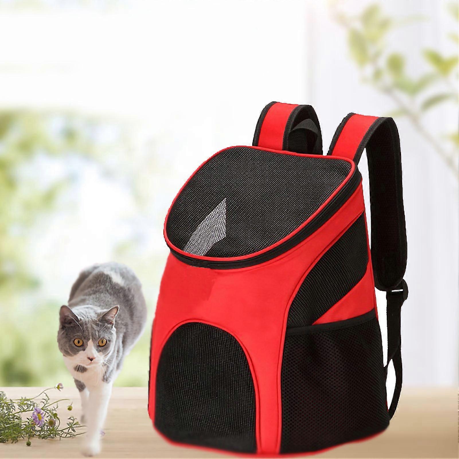 Pet Breathable Shockproof Foldable Cat Backpack Carrier S Red