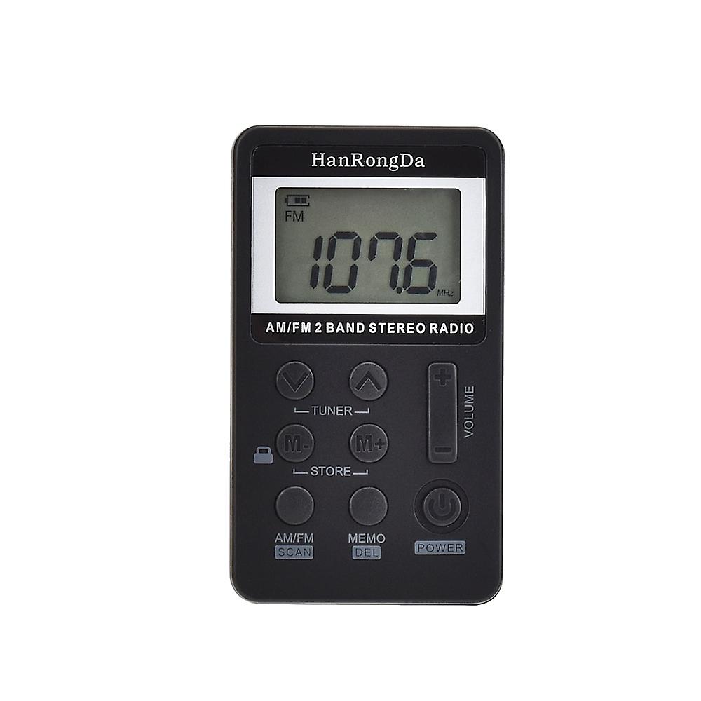Pocket AM/FM Radio With Rechargeable Battery - Digital LCD Display & Earphone Included