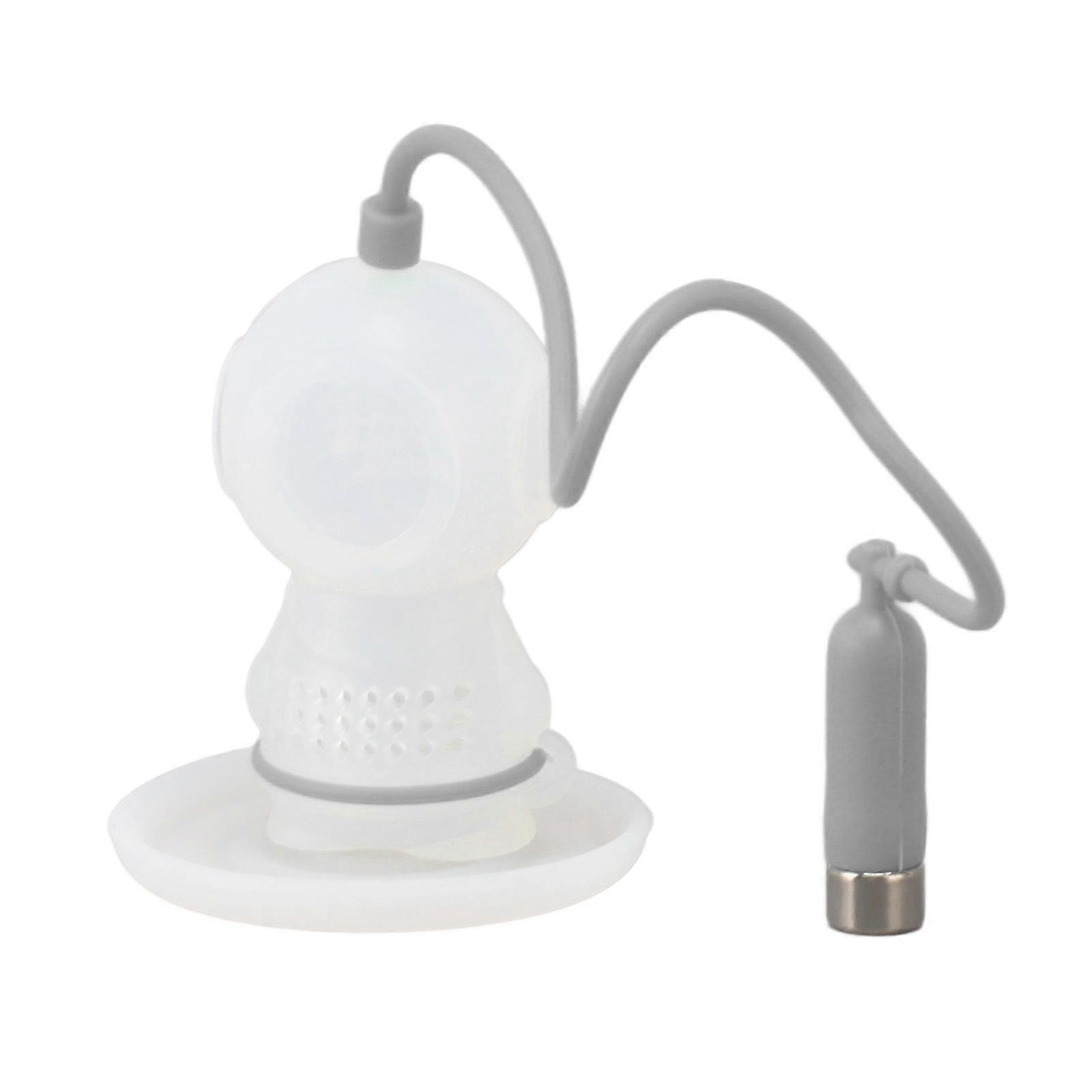 Silicone Tea Infuser Cute Diver Shape Loose Tea Leaf Filter Tea Diffuser Strainer with Chain and Drip Tray for Home Grey 