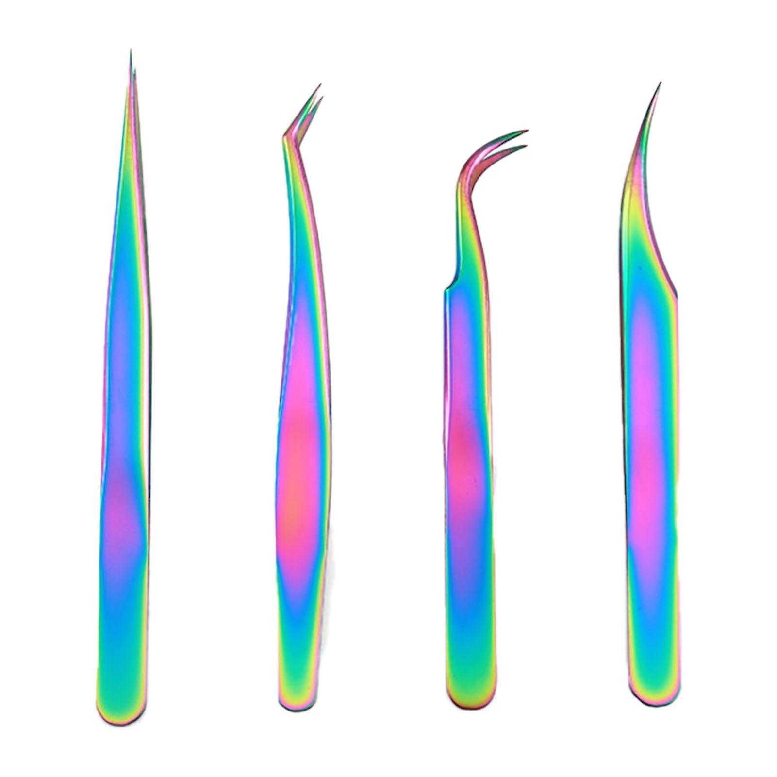 4 stk falske øyenvippepsett rustfritt stål profesjonell øyenvippeforlengelse pinsett