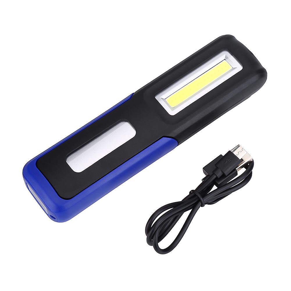 Portable USB Rechargeable LED COB Working Lamp Light Outdoor Magnet Hook Flashlight(Blue)