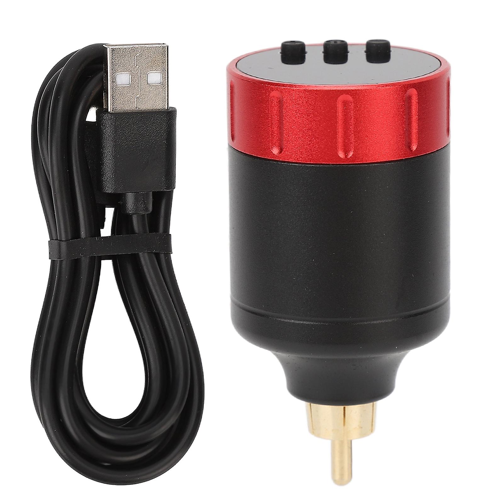 Alimentation sans fil pour machine à tatouer, tension réglable, batterie au lithium 1300 mAh, connecteur RCA, alimentation rouge