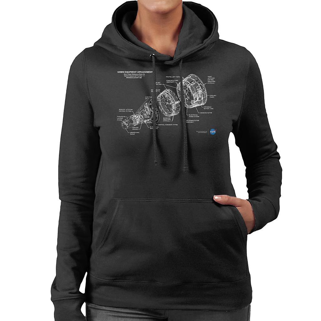 NASA Gemini Spacecraft Schematic Women's Hooded Sweatshirt