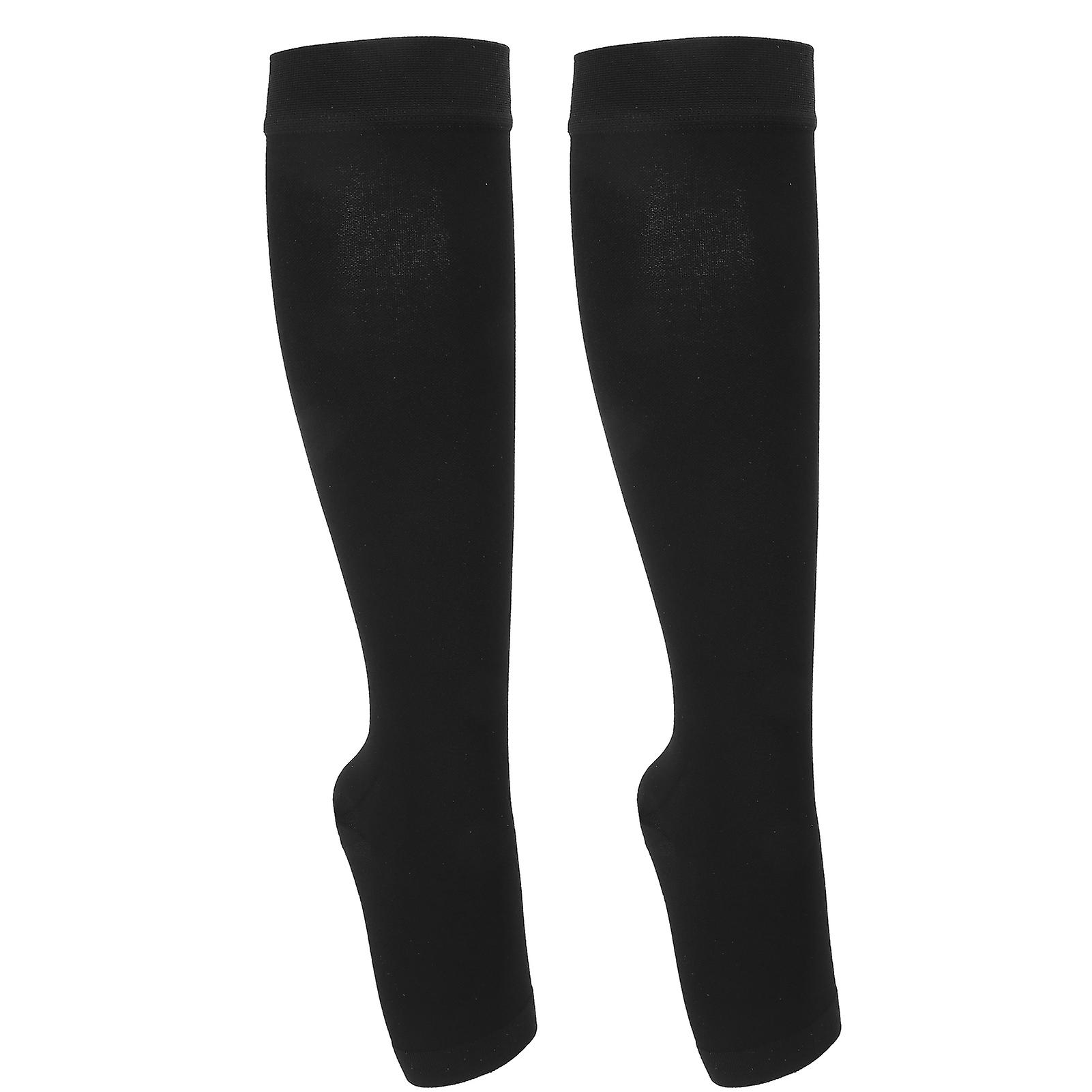 2024 Compression Stockings Breathable Antislip Elastic Open Toed Stocks for Women BlackL