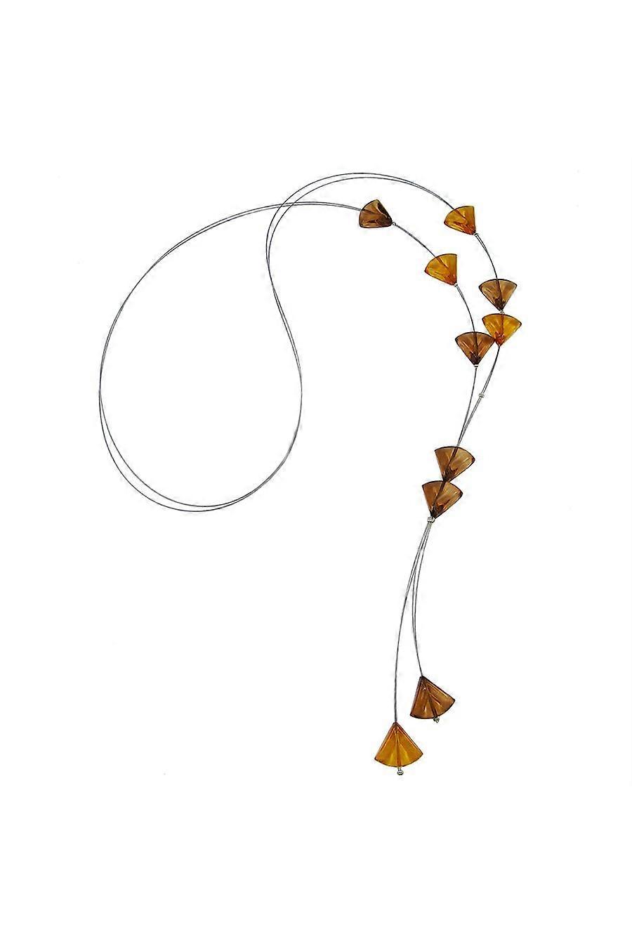 Necklace Triangle Beads Brown Transparent - Gl02302