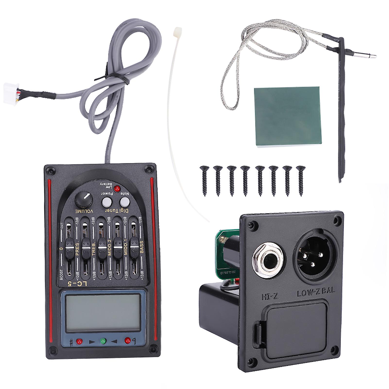 LC-5 5 Band EQ LCD Acoustic Guitar Preamp Equalizer Tuner Piezo Pickup