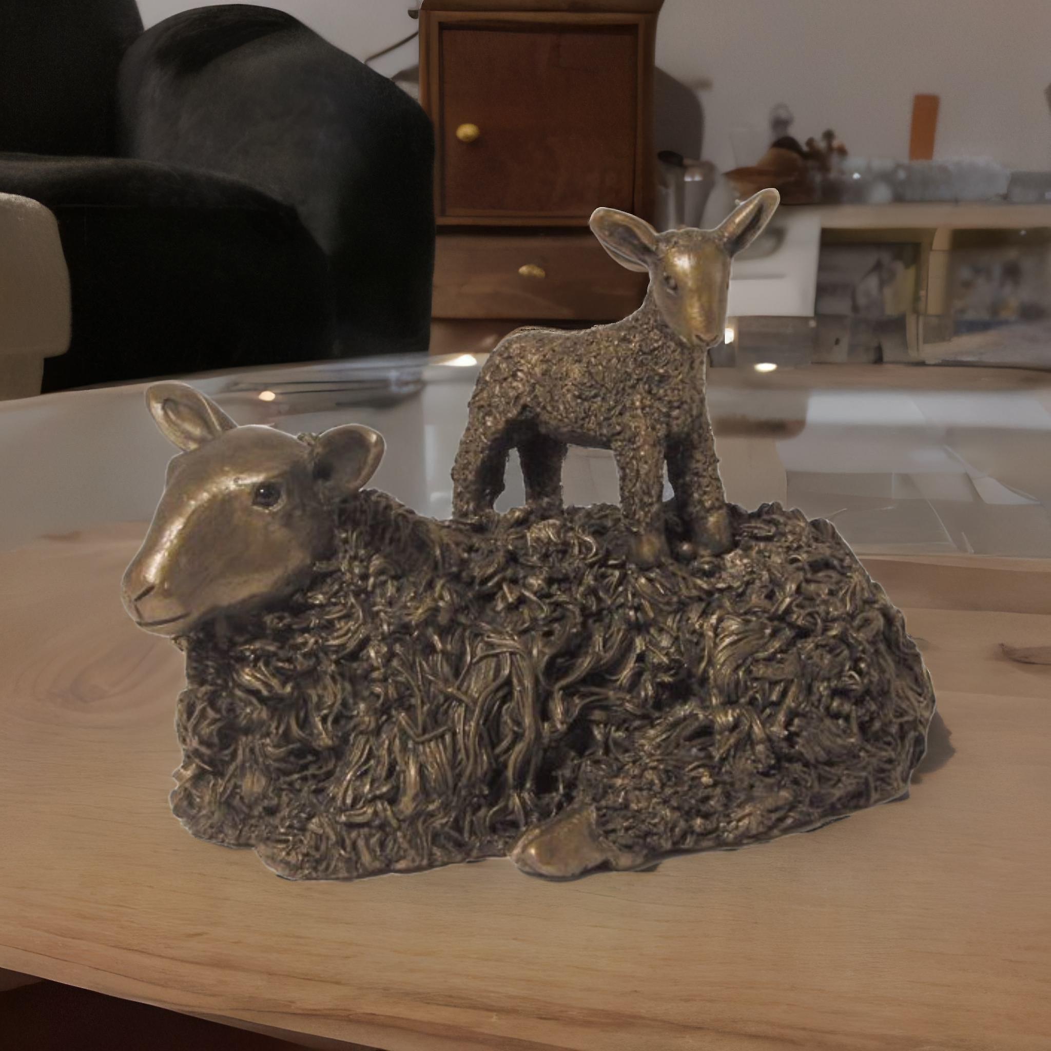 Ewe With Lamb On Back Figurine By Allianceinteriorsltd