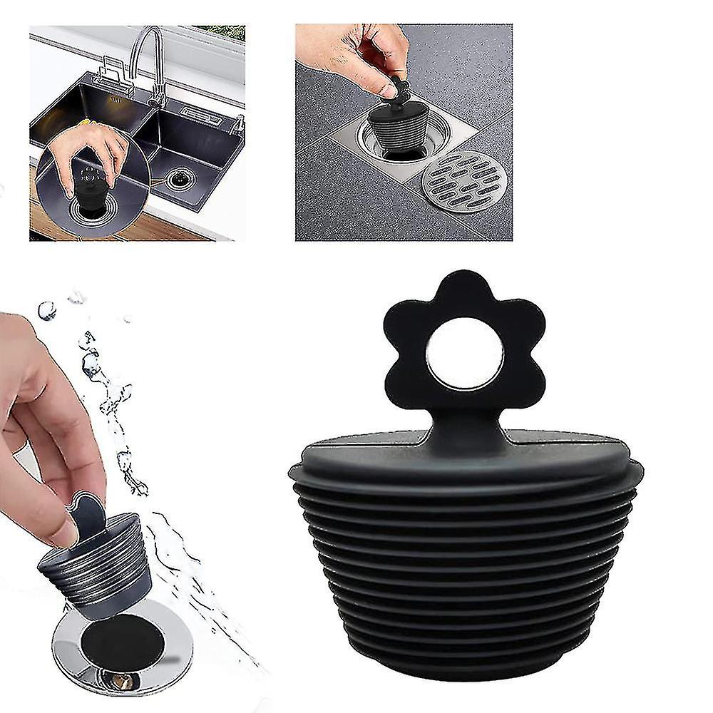 Universal-Badewannenstopper Schwarz 2er-Pack