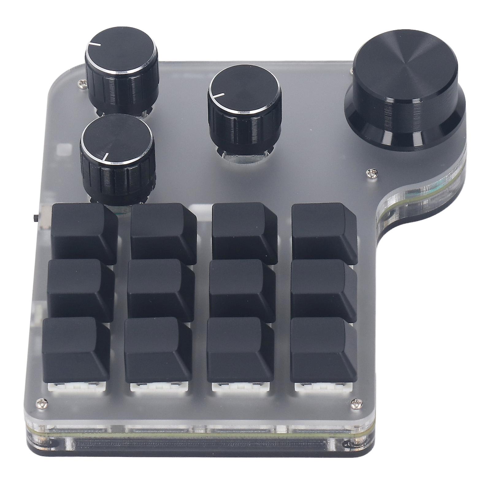 USB Mini Macro Mechanical Keyboard 12 Keys 4 Knobs RGB LED