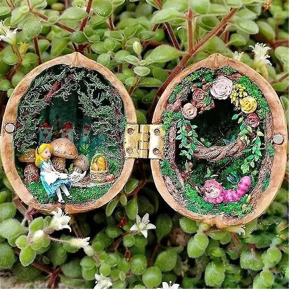 Walnut Shell Doll House, Tiny World Inside Walnuts, Handmade Walnut Shell Doll House Mini Library, R