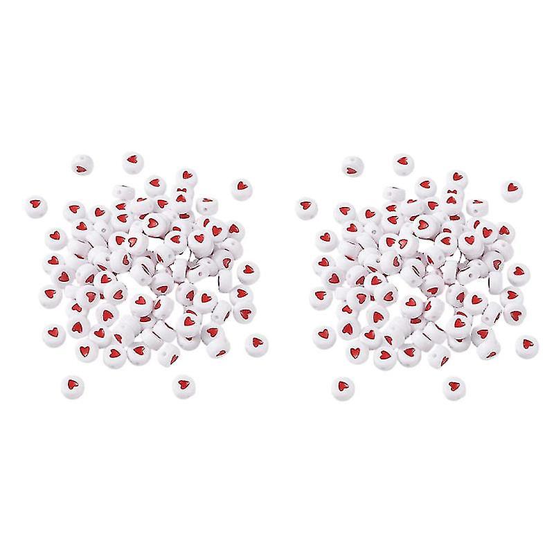 500pcs Diy Round Heart Beads