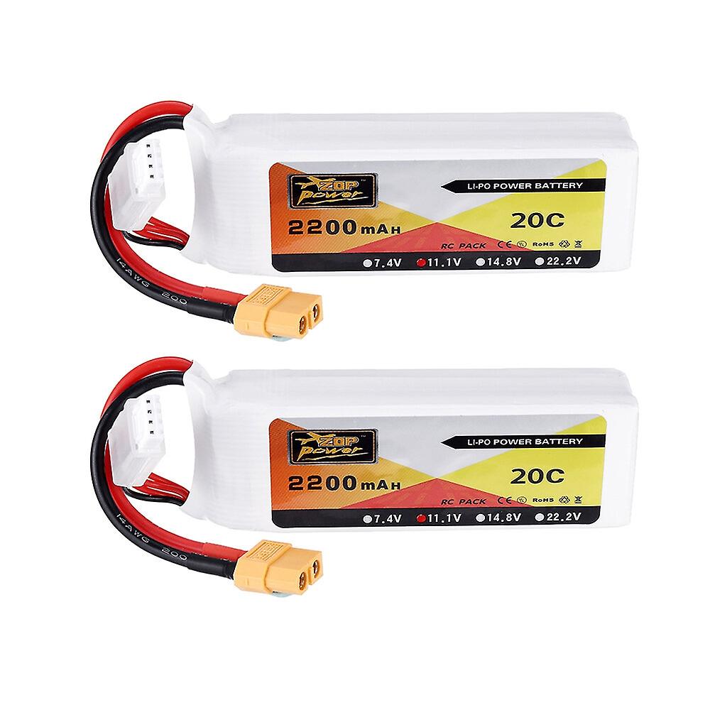 2Pcs ZOP Power 11.1V 2200mAh 3S 20C Lipo Battery XT60 Plug for Eachine Wizard X220 FPV Racing RC Dro