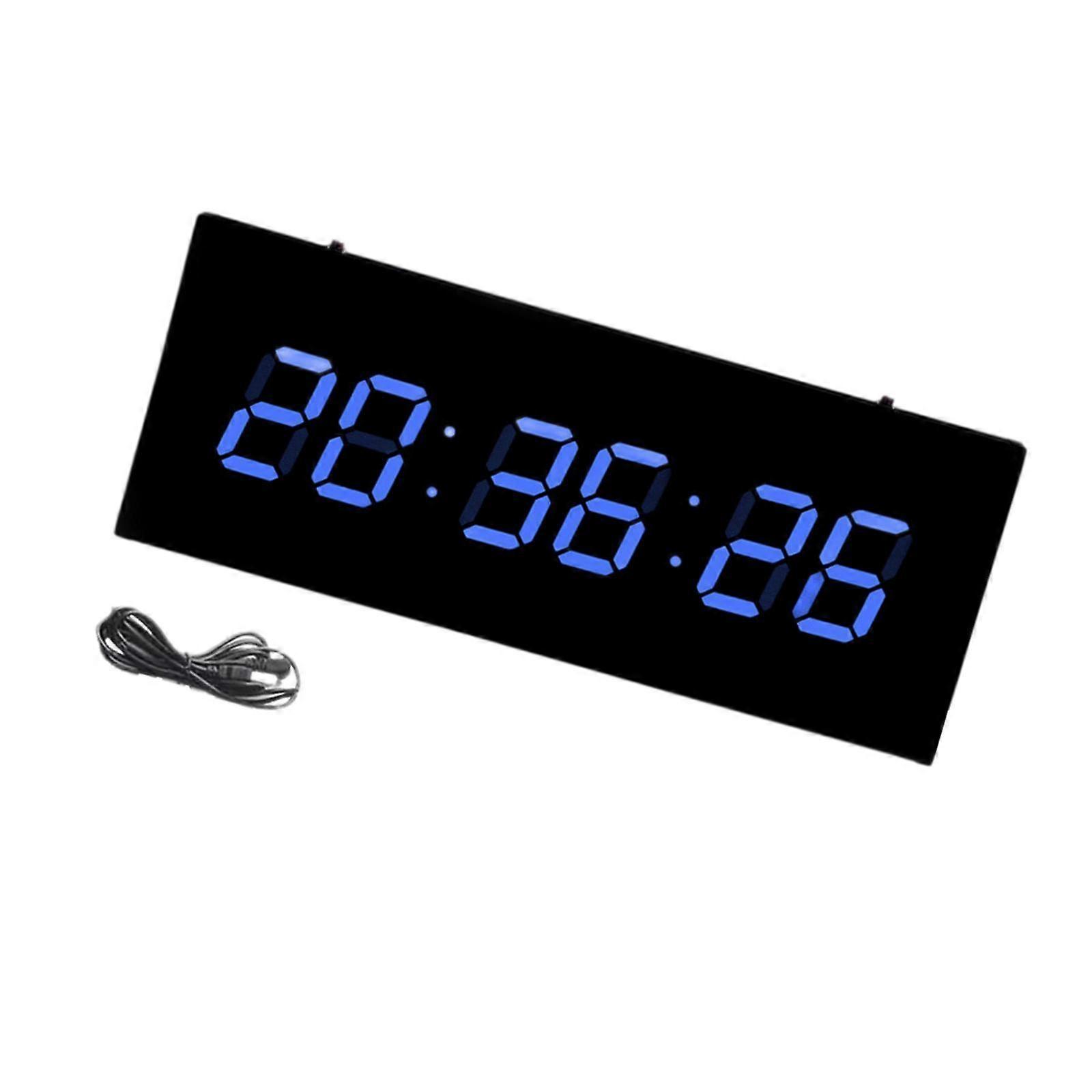 LED Digital Wall Clock Rectangular Alarm Clock for Dining Room Bathroom Home Blue Digital