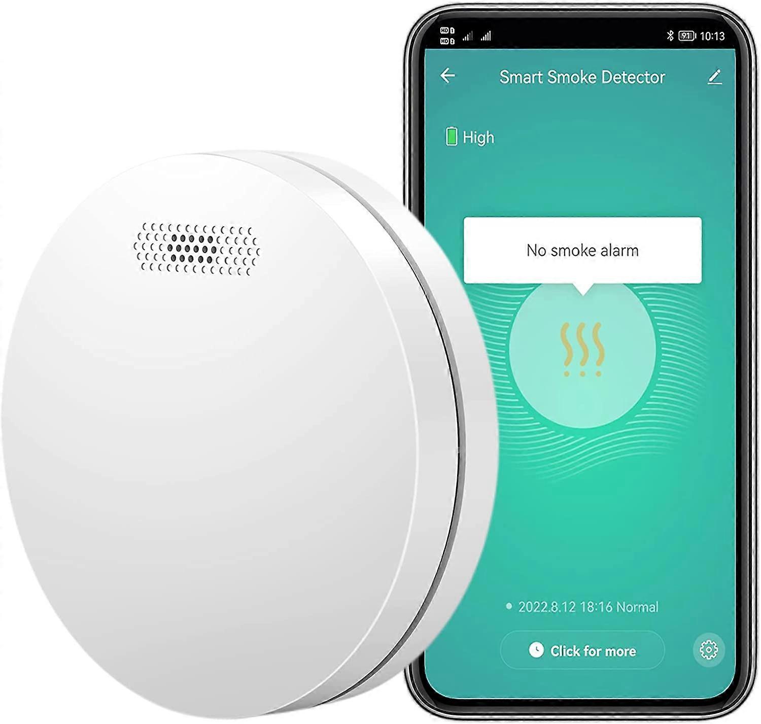 WiFi Smoke Detector with Intelligent Wireless Fire Detector Battery with Mute Function by
