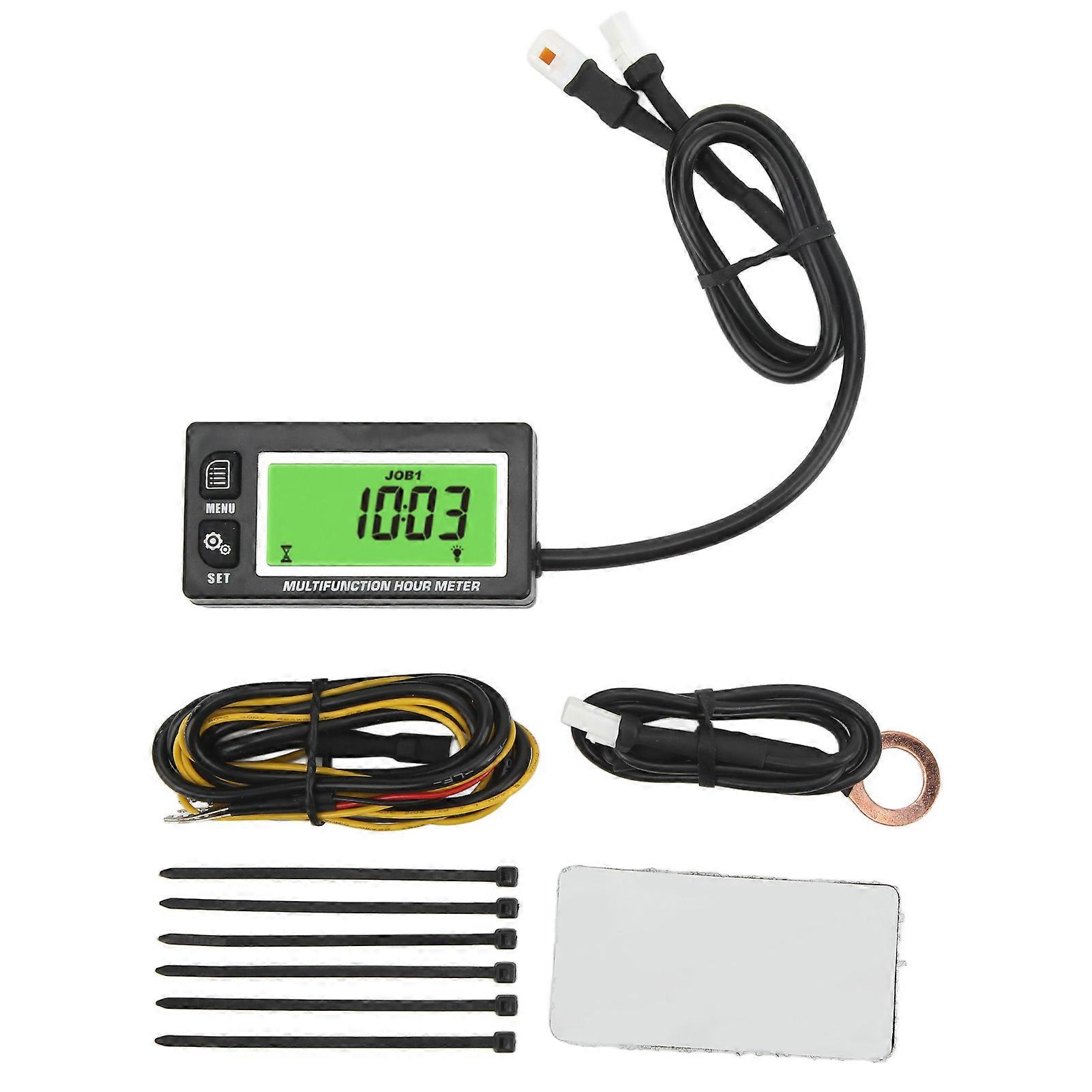 Digital Tach Hour Meter LCD Display IP65 Waterproof Timing Function for Hand Push Riding Lawn Mowers E2U911