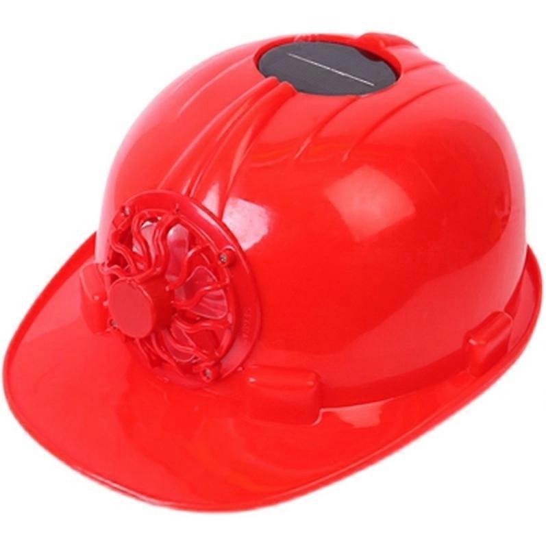 Solar Powered Safety Helmet Hard Ventilate Hat Cap With Cooling Cool Fan(red)