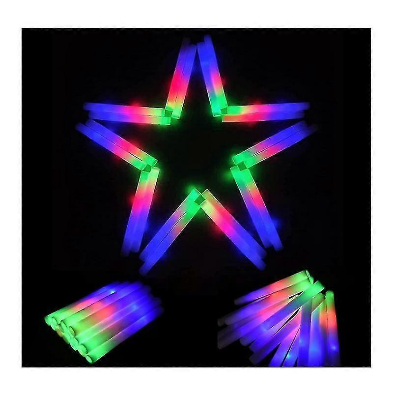 GYFDYM 42pcs Led Foam Glow Sticks,glow Batons,light Up Foam Sticks 3 Colors Led Strobe Stick For Party Supplies,kids Party,music Festival Party