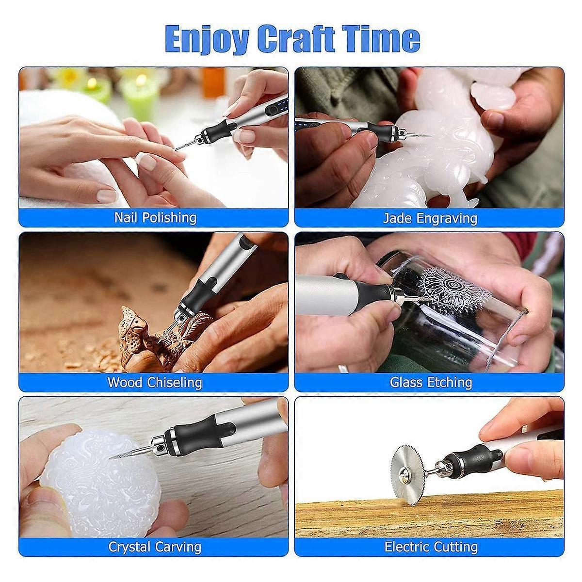 Electric Engraving Tool Kit, USB Cordless Rechargeable Engraving Pen Mini DIY Engraver Pen Tool for