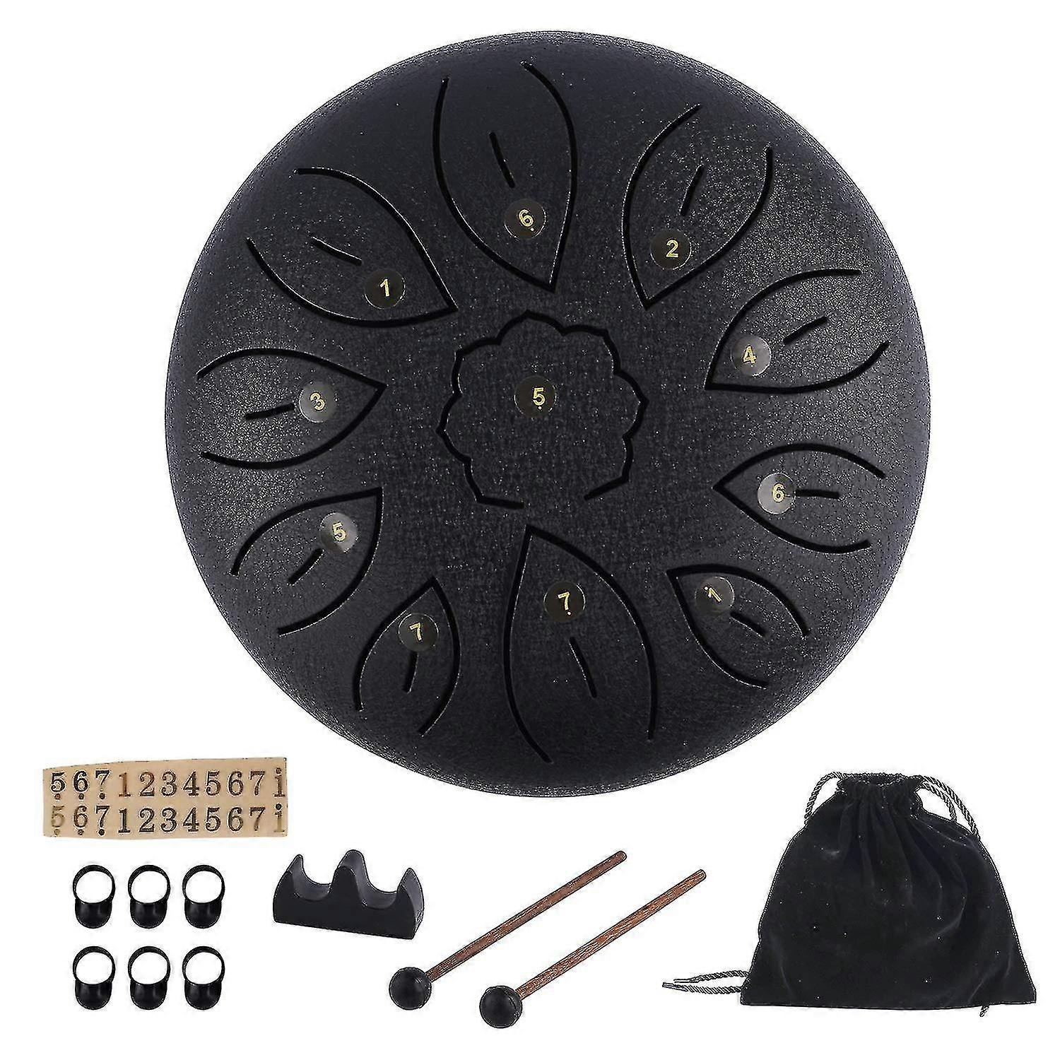 الصلب اللسان طبل 11 تلاحظ 6 بوصة ديا لوتس نوع الصلب Handpan طبل قرع الطبول صك الصلب تونغ طبل C-مفتاح مع المطارق، كتاب، ملاحظات Stic