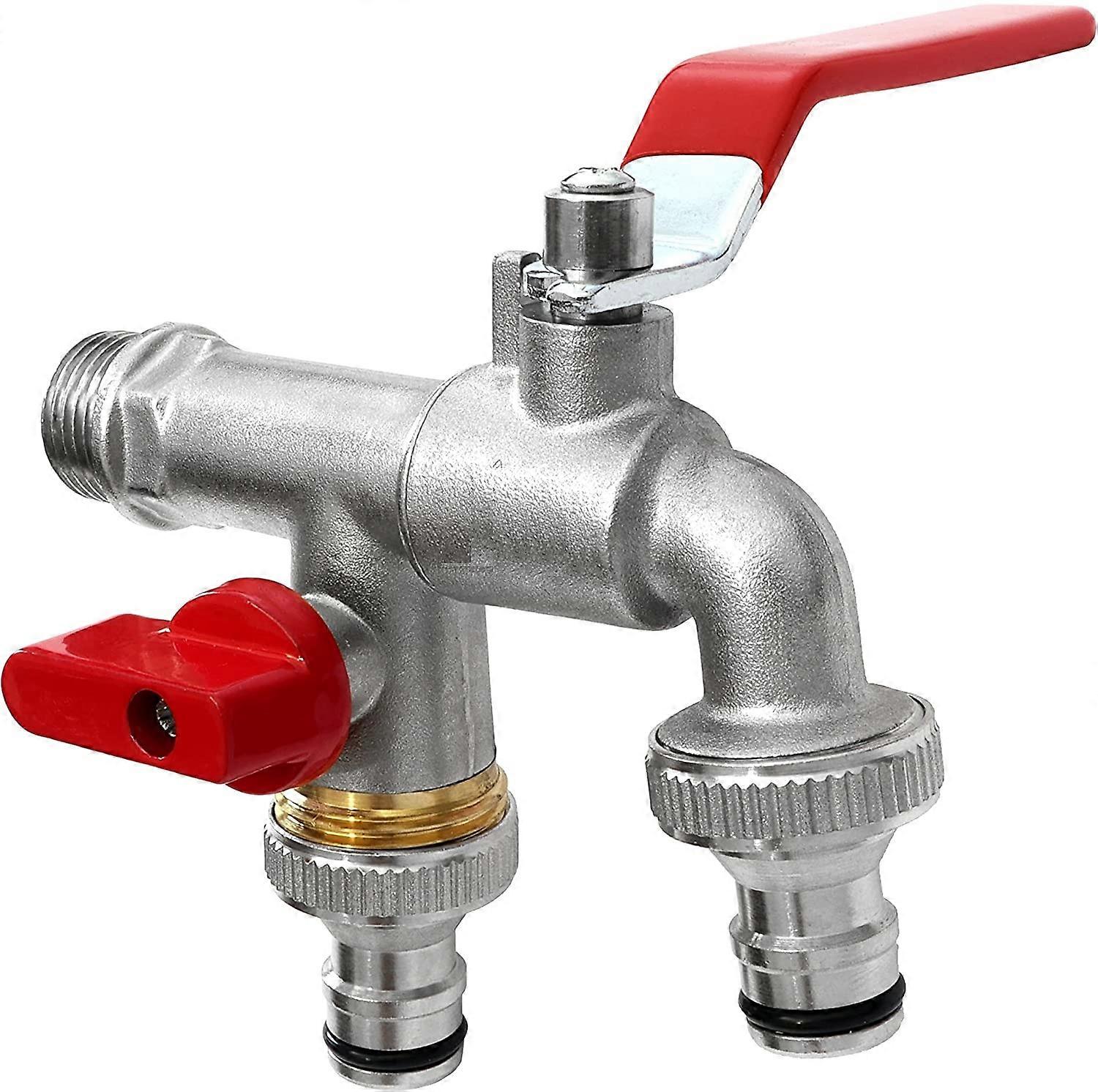 1/2 بوصة (15/21) صنبور مياه نحاسي مزدوج ممتاز ، مقاوم للصدأ والتجمد + تركيبات خرطوم مجانية 2X + كتاب إلكتروني