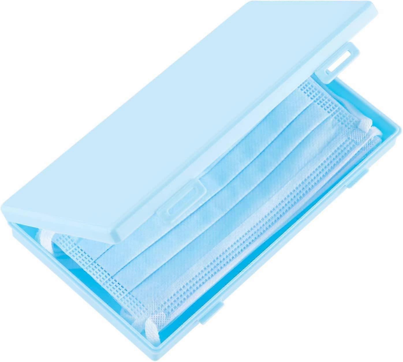 Portable Flat Plastic Dust Clip Mask Storage Box Pollution-free Prevention Waterproof Cleaning With Rectangular Lid Size 19 X 10 X 2.4cm.(blue*1)