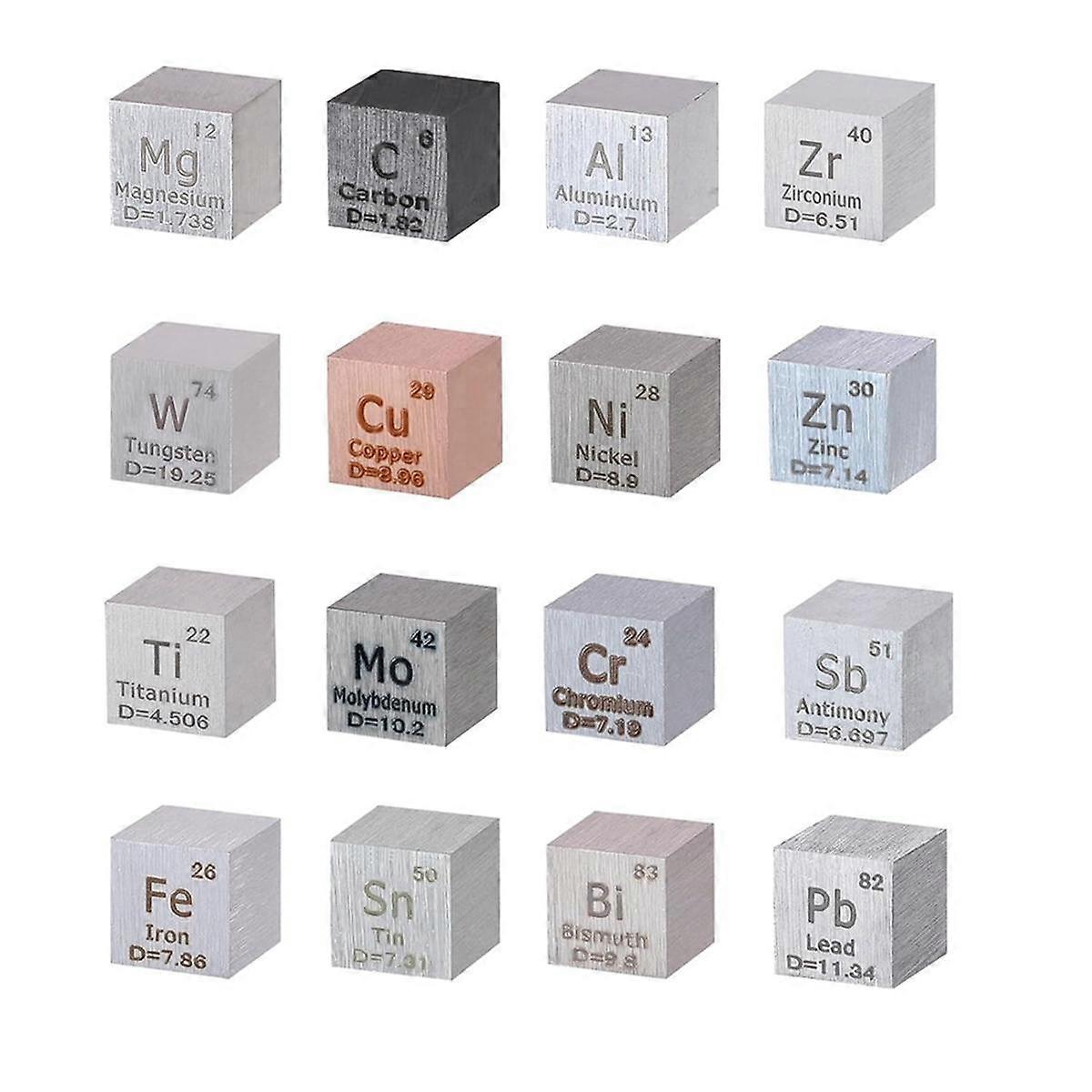 Elements Square Set 0.39 Inch Density Square 10mm Up to 99.99% Purity for Periodic Table Teaching T