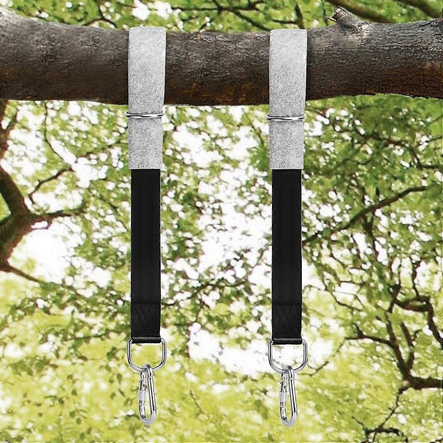 swing connection strap set, 2 protection pads, 2 carabiner buckles, 1 carry bag, suitable for swing and hammock (a)
