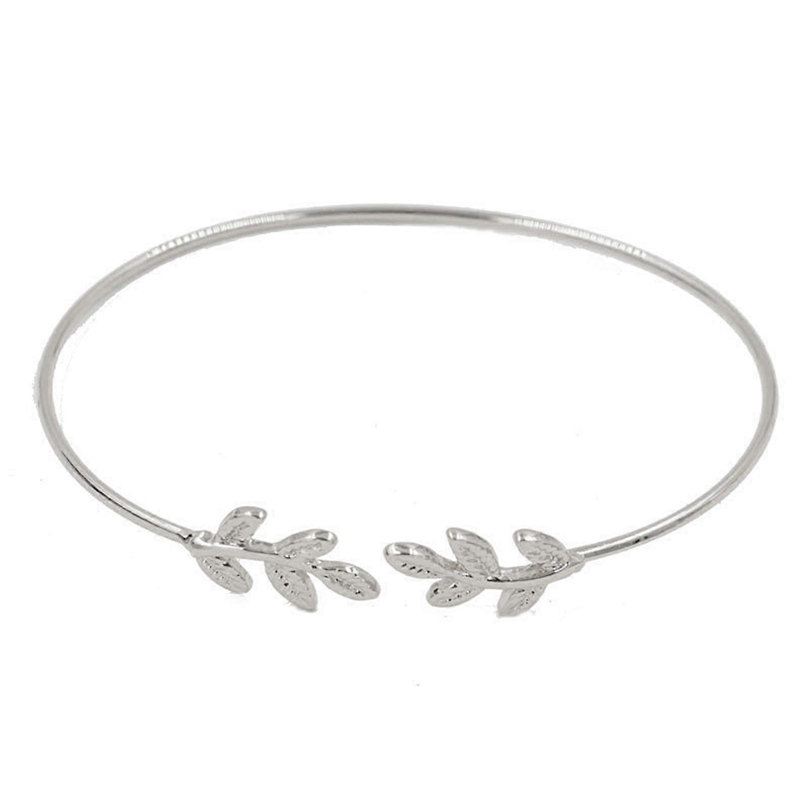 Women Creative Adjustable Leaf Open Cuff Bangle Bracelet Jewelry Accessory Gift