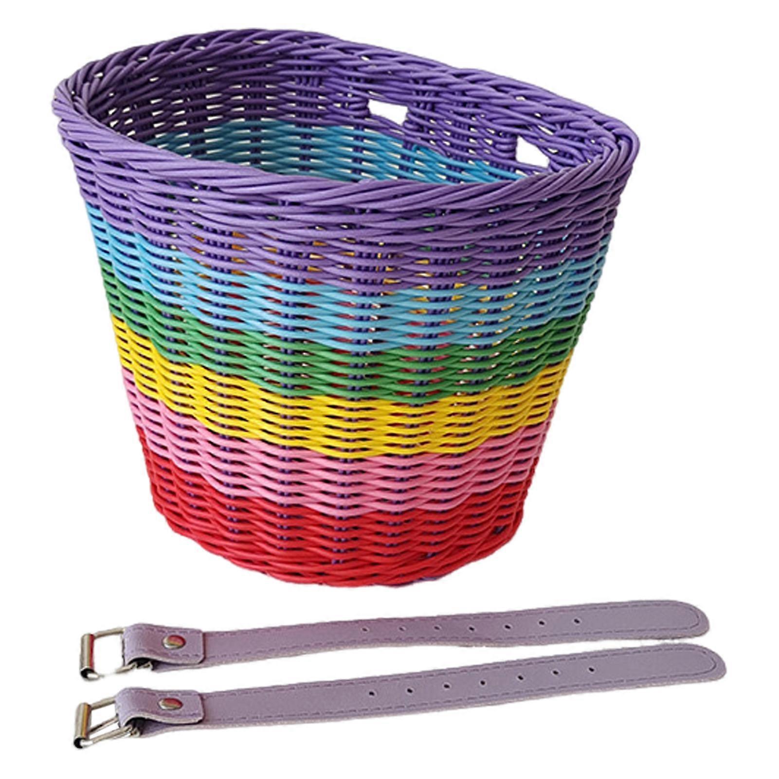 Bicycle Basket Large Capacity Strong Load-bearing Universal Simple Installation Hand-Woven Imitation Rattan Bike Handlebar Basket