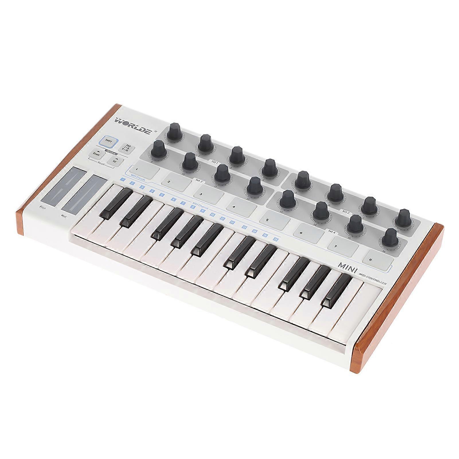 Worlde Ultra-Portable Mini Professional 25-Key USB MIDI Drum Pad and Keyboard Controller