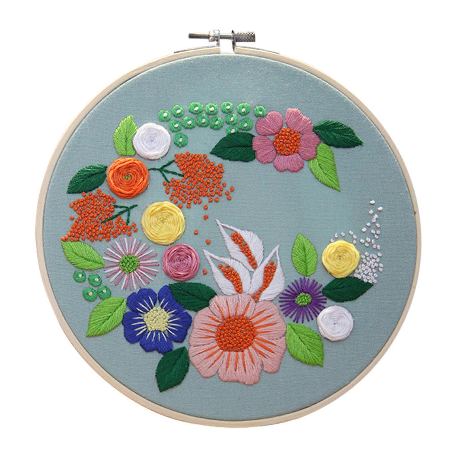 Hand Embroidery DIY Material Kit for Beginner Stylish Home Decorative Props Gift for Friends Family