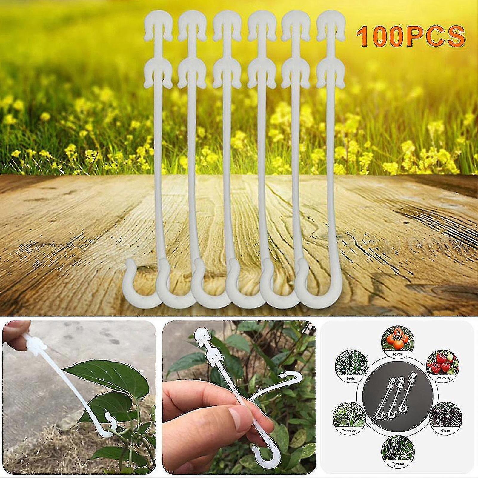 100pcs Tomato Support Clips Vegetable Fruit J Shaped Gardening Vine Stem Hooks